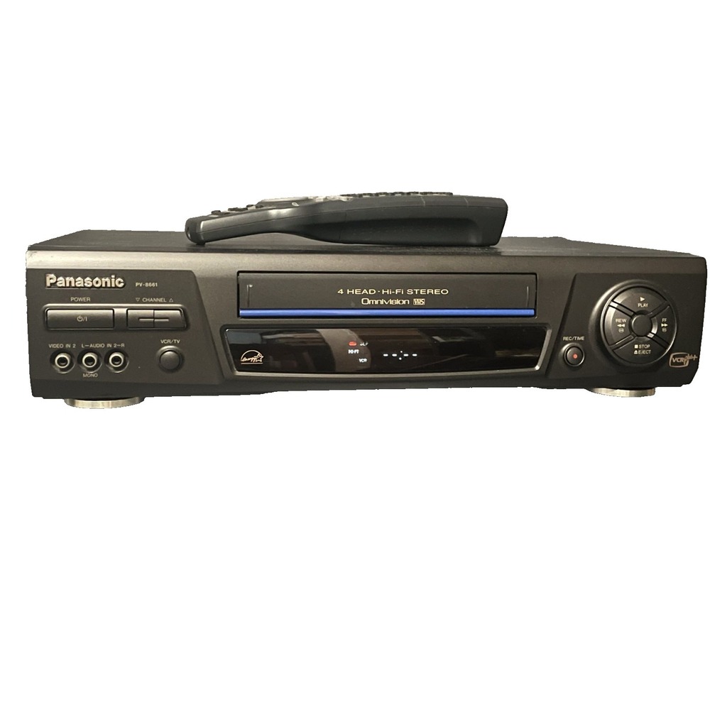 Panasonic PV-8661 VCR VHS Player Recorder & OEM Tower Remote Tested WORKS